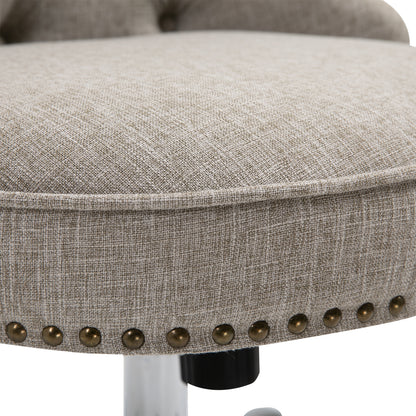 Swivel Chair with Casters Upholstered Office Chair 360° Swivel Height Adjustable Linen Metal Gray 54 x 65.5 x (84-91) cm