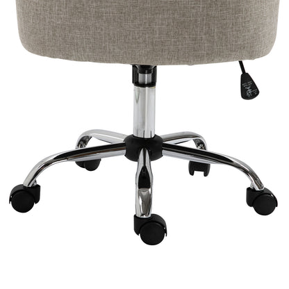 Swivel Chair with Casters Upholstered Office Chair 360° Swivel Height Adjustable Linen Metal Gray 54 x 65.5 x (84-91) cm