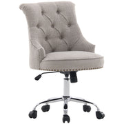 Swivel Chair with Casters Upholstered Office Chair 360° Swivel Height Adjustable Linen Metal Gray 54 x 65.5 x (84-91) cm