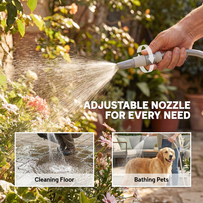 98 ft (30 m) Retractable Garden Hose Reel — 180° Swivel, Auto-Retract & Self-Locking, Wall-Mount, Gray