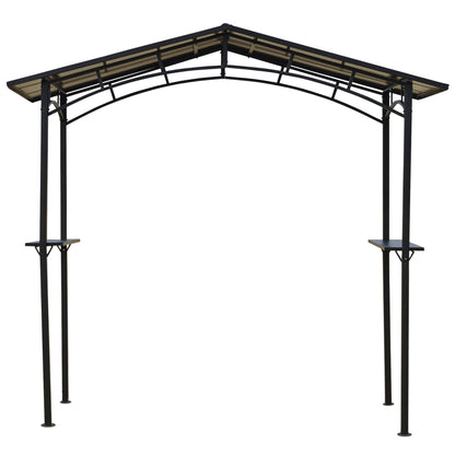 Garden Pavilion 2.5 x 1.5 m - barbecue shelter - 2 shelves - barbecue roof - black metal polycarbonate roof