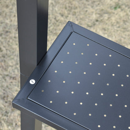 Garden Pavilion 2.5 x 1.5 m - barbecue shelter - 2 shelves - barbecue roof - black metal polycarbonate roof