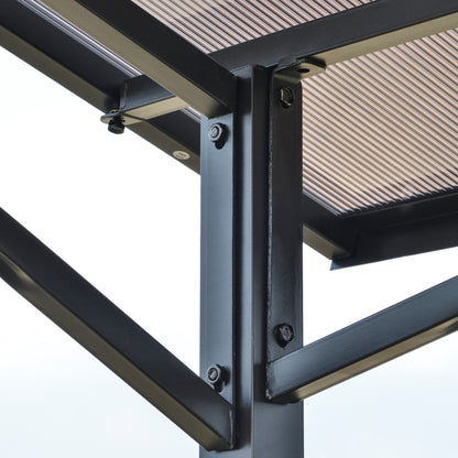 Garden Pavilion 2.5 x 1.5 m - barbecue shelter - 2 shelves - barbecue roof - black metal polycarbonate roof