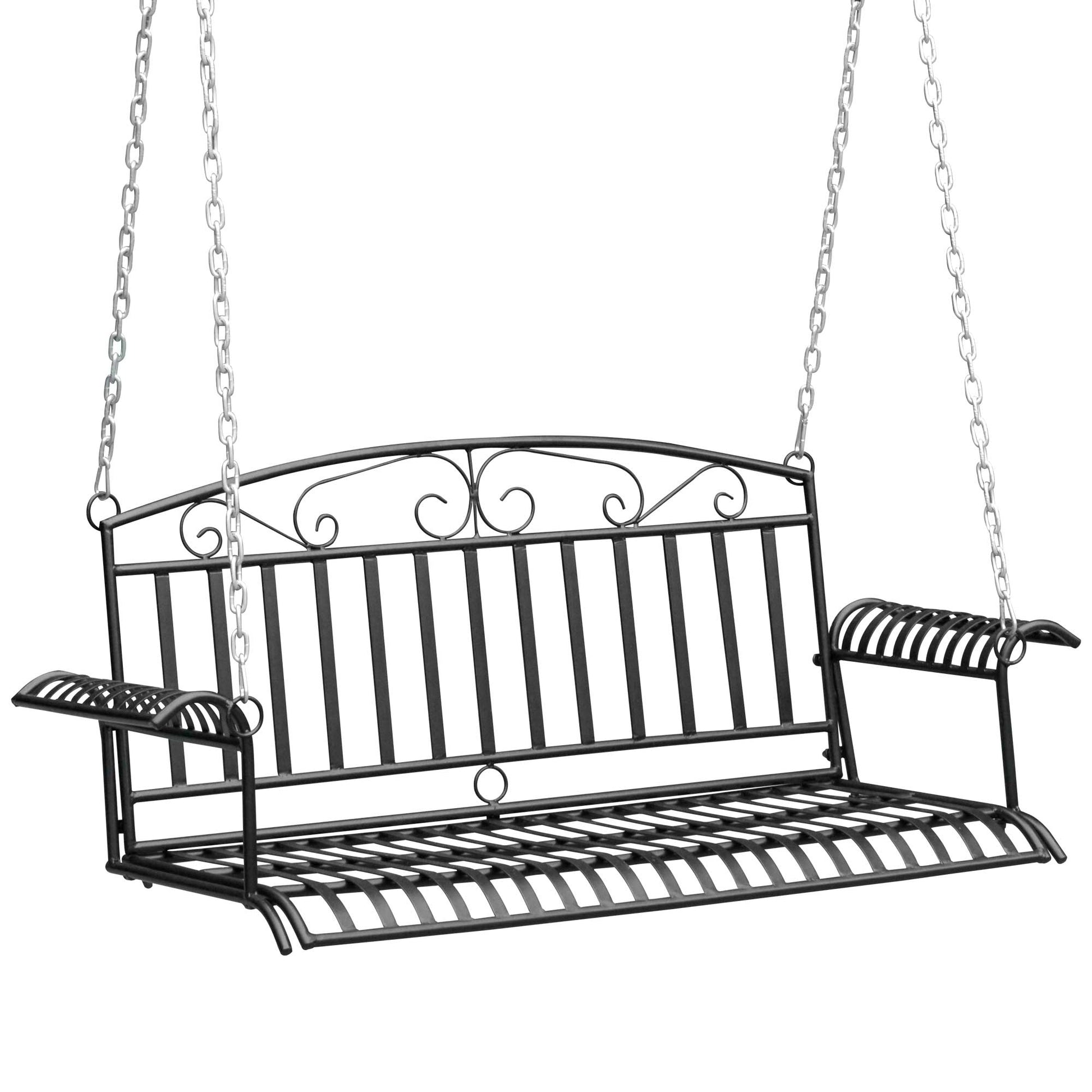 2-Seater Hanging Garden Bench in Metal dim. 137L x 58W x 52H cm Black