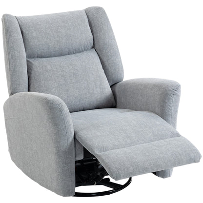 Recliner Chair with Footrest – Swivel, Rocking & 135° Recline, Wide Deep Seat, Scratch-Resistant Fabric, Light Gray