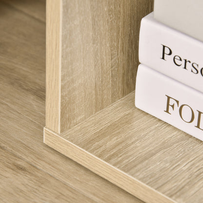 Modern Living Room Side Table Nightstand with 3 Glass Shelves Coffee Table for Living Room Bedroom 15.75"x15.75"x22" Natural Wood