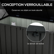Garden Storage Trunk Box 450L Capacity Metal with Gas Strut, Wheels, and Handle - dim. 125.5L x 61.5W x 70H cm