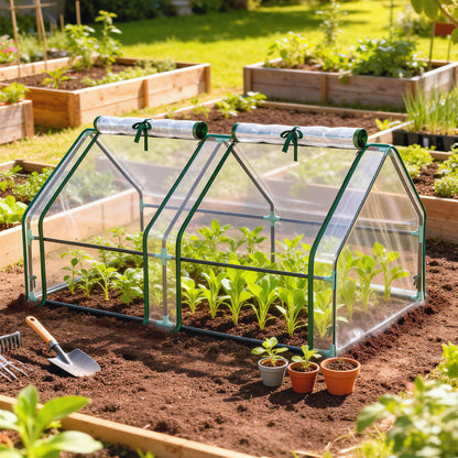 Clear Portable Greenhouse with Zippered Window — Powder-Coated Steel Frame, 180 x 90 x 90 cm (71 x 35 x 35 in)