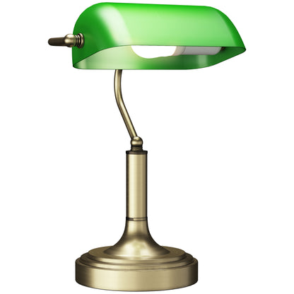 Vintage Banker Desk Lamp Banker Lamp E27 with 45° Adjustable Shade Tilt Switch for Home Office Library Green