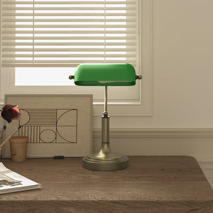 Vintage Banker Desk Lamp Banker Lamp E27 with 45° Adjustable Shade Tilt Switch for Home Office Library Green