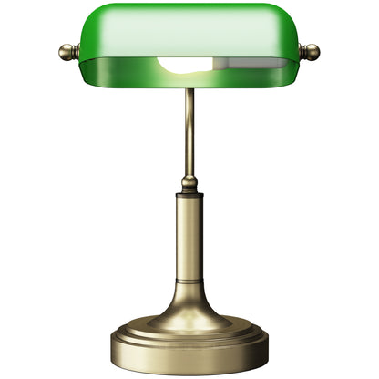Vintage Banker Desk Lamp Banker Lamp E27 with 45° Adjustable Shade Tilt Switch for Home Office Library Green