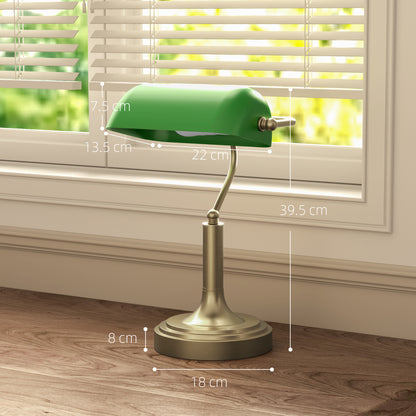 Vintage Banker Desk Lamp Banker Lamp E27 with 45° Adjustable Shade Tilt Switch for Home Office Library Green