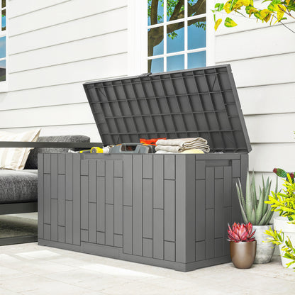 227 L Outdoor Storage Chest, Water & UV-Resistant Resin Storage Box with Lock for Garden, Terrace, Patio, 106.5 x 43 x 54.5 cm (42in x 17in x 21.5in), Gray