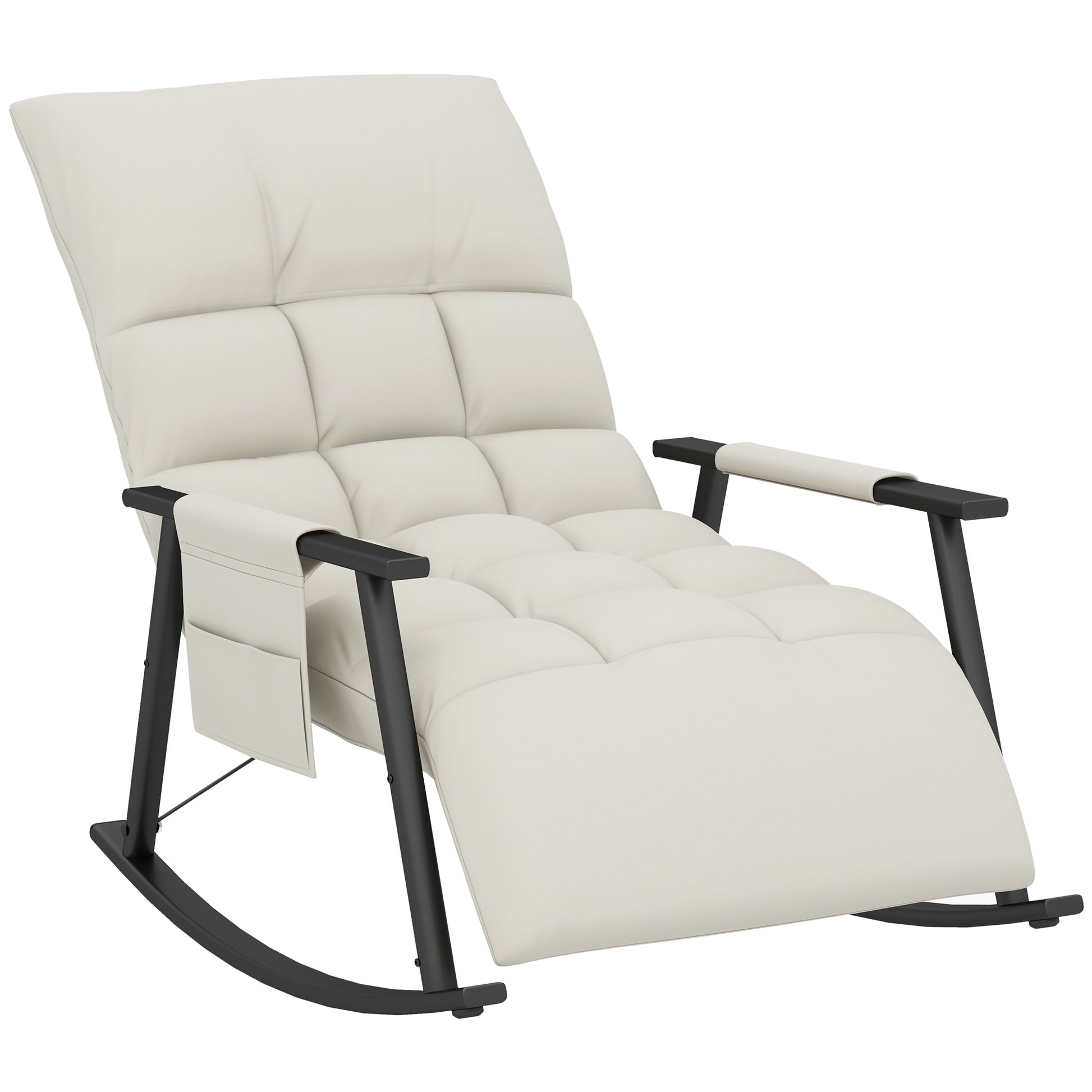 Rocking Chair, Nursing Chair, Adjustable Footrest in 4 Positions, Adjustable Backrest in 5 Positions, for Bedroom, Living Room, Capacity 120 kg, Cream