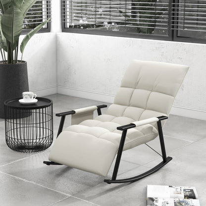 Rocking Chair, Nursing Chair, Adjustable Footrest in 4 Positions, Adjustable Backrest in 5 Positions, for Bedroom, Living Room, Capacity 120 kg, Cream