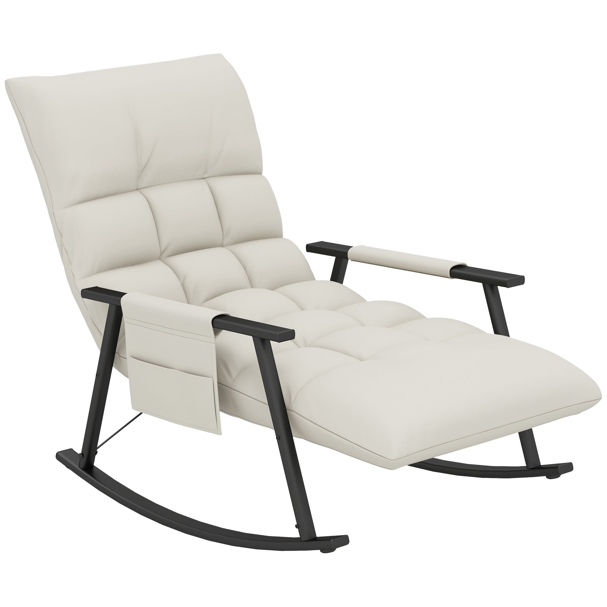 Rocking Chair, Nursing Chair, Adjustable Footrest in 4 Positions, Adjustable Backrest in 5 Positions, for Bedroom, Living Room, Capacity 120 kg, Cream