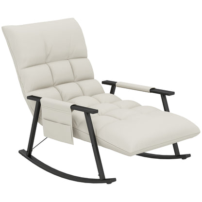 Rocking Chair, Nursing Chair, Adjustable Footrest in 4 Positions, Adjustable Backrest in 5 Positions, for Bedroom, Living Room, Capacity 120 kg, Cream