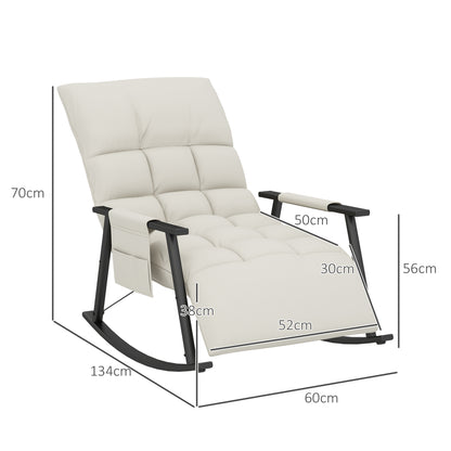 Rocking Chair, Nursing Chair, Adjustable Footrest in 4 Positions, Adjustable Backrest in 5 Positions, for Bedroom, Living Room, Capacity 120 kg, Cream