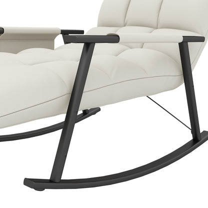 Rocking Chair, Nursing Chair, Adjustable Footrest in 4 Positions, Adjustable Backrest in 5 Positions, for Bedroom, Living Room, Capacity 120 kg, Cream