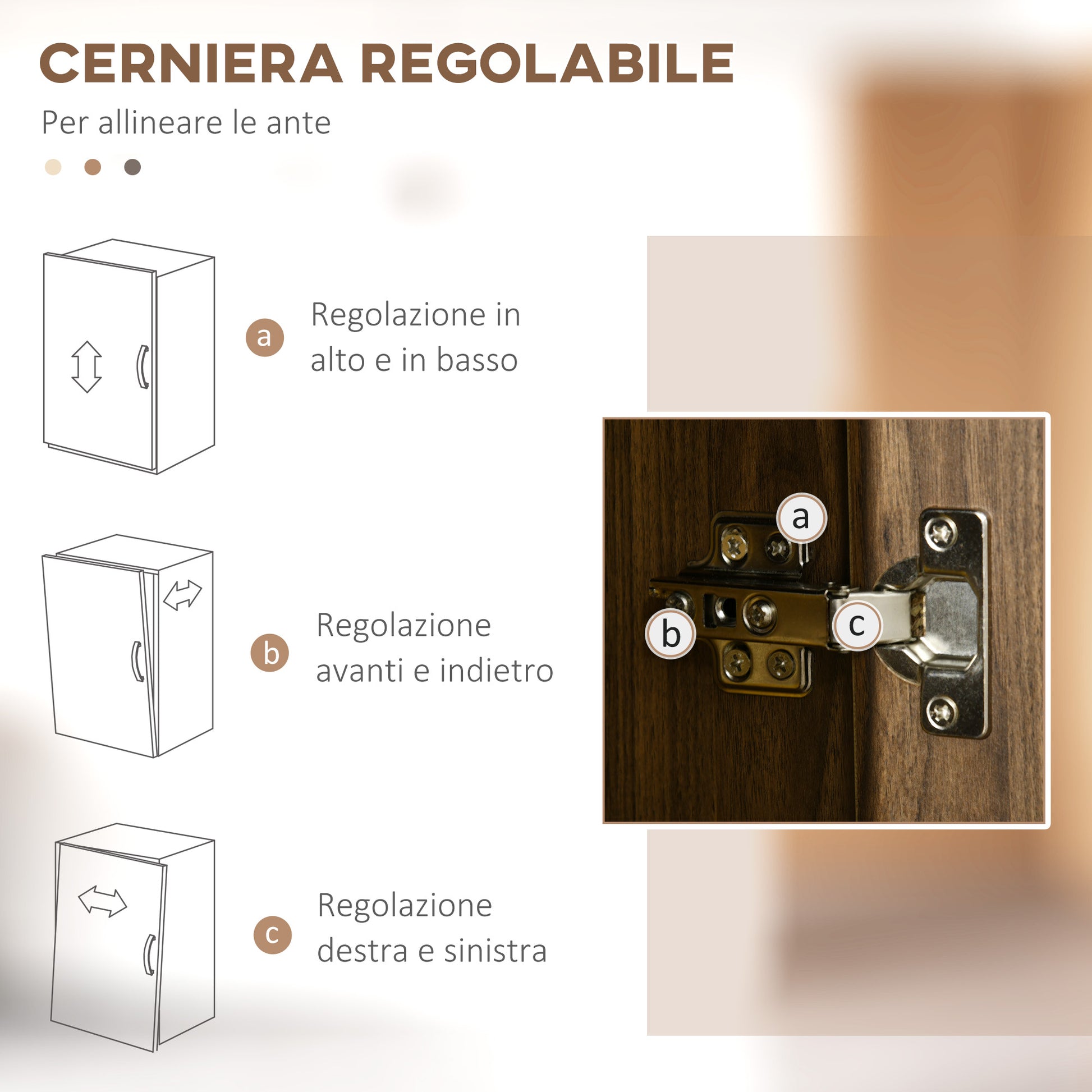 Modern Credenza with 3 Drawers and Cabinets, Kitchen and Living Room Pantry Storage in Wood, 80x40x178cm, Walnut