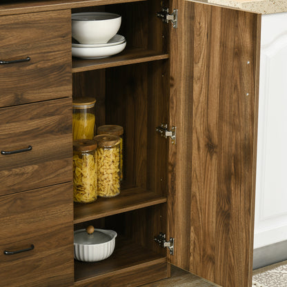 Modern Credenza with 3 Drawers and Cabinets, Kitchen and Living Room Pantry Storage in Wood, 80x40x178cm, Walnut