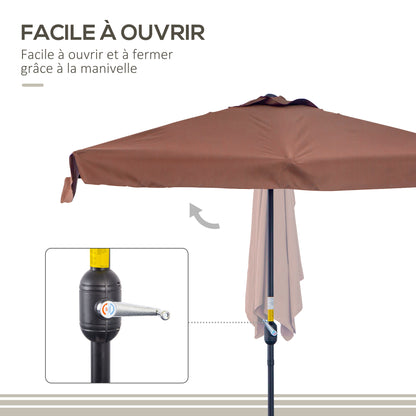 Half Umbrella - Balcony Parasol 5 Metal Struts 2.3 x 1.3 x 2.49 m High-Density Polyester Chocolate