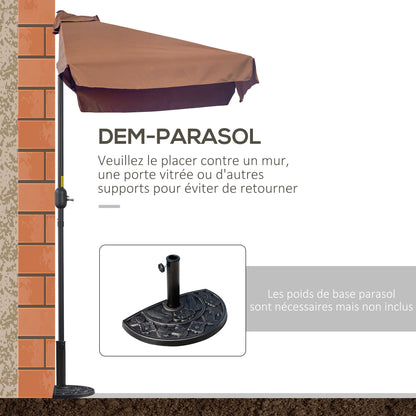 Half Umbrella - Balcony Parasol 5 Metal Struts 2.3 x 1.3 x 2.49 m High-Density Polyester Chocolate