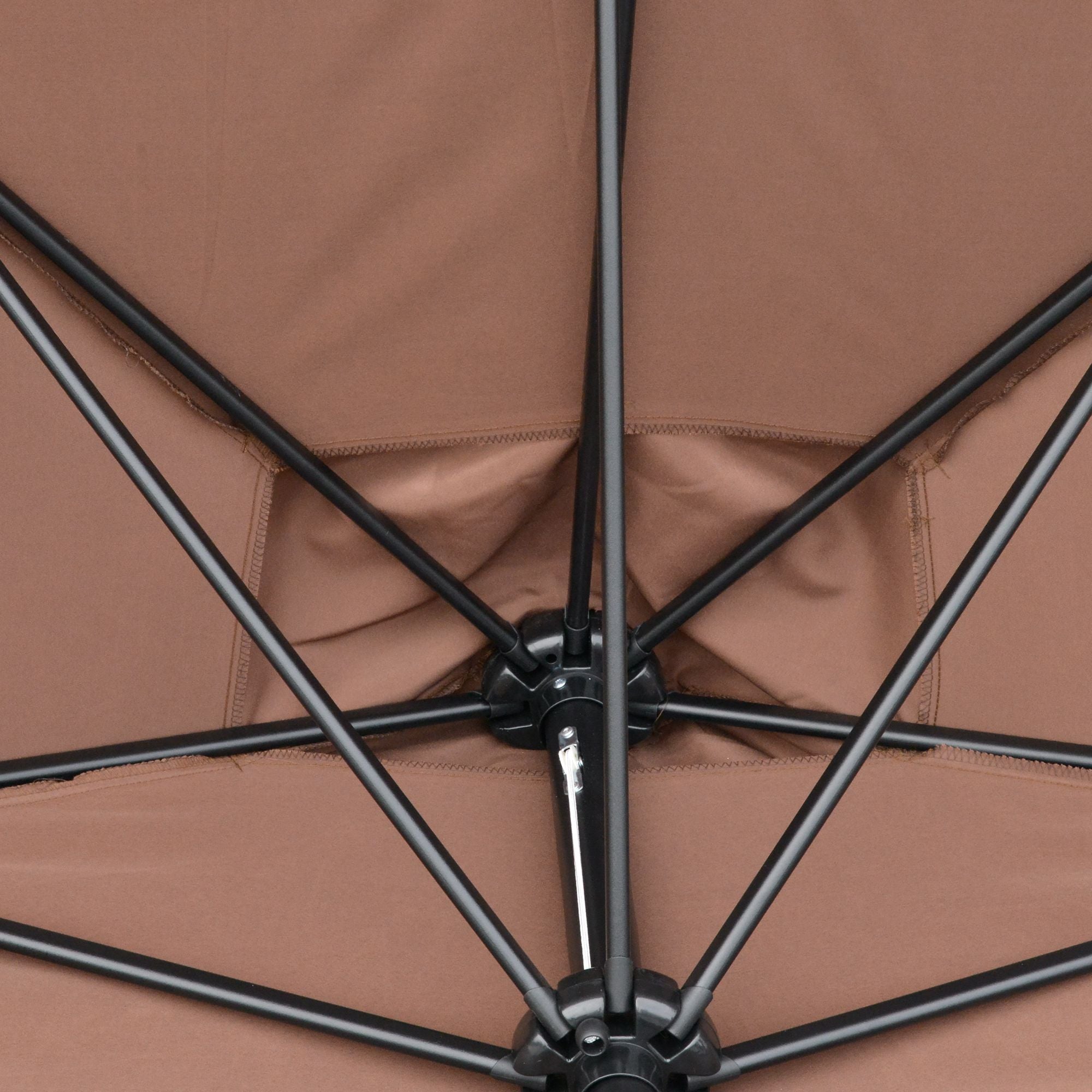Half Umbrella - Balcony Parasol 5 Metal Struts 2.3 x 1.3 x 2.49 m High-Density Polyester Chocolate