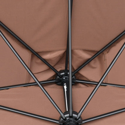 Half Umbrella - Balcony Parasol 5 Metal Struts 2.3 x 1.3 x 2.49 m High-Density Polyester Chocolate