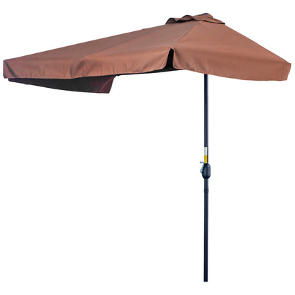 Half Umbrella - Balcony Parasol 5 Metal Struts 2.3 x 1.3 x 2.49 m High-Density Polyester Chocolate