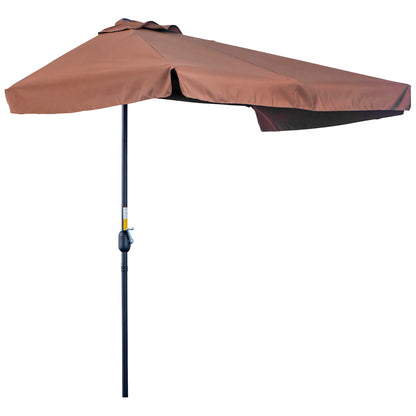 Half Umbrella - Balcony Parasol 5 Metal Struts 2.3 x 1.3 x 2.49 m High-Density Polyester Chocolate