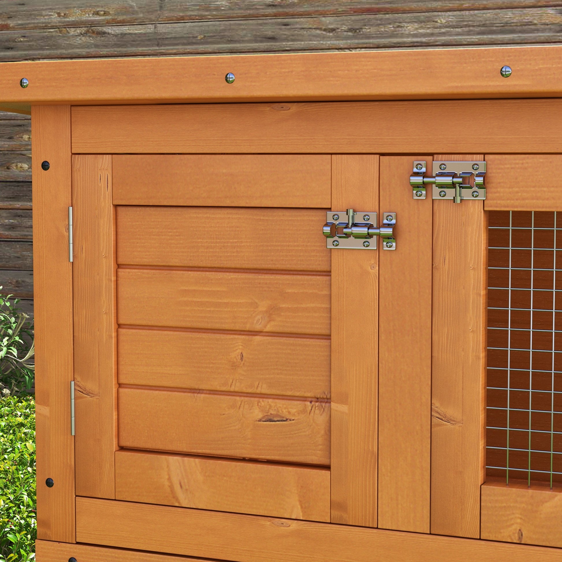 Small Animal Hutch Dwarf Rabbit Hutch with Asphalt Roof Small Animal House Guinea Pig Hutch double-decker Animal Hutch Outdoor Weatherproof Fir Wood Yellow 90 x 45 x 90 cm