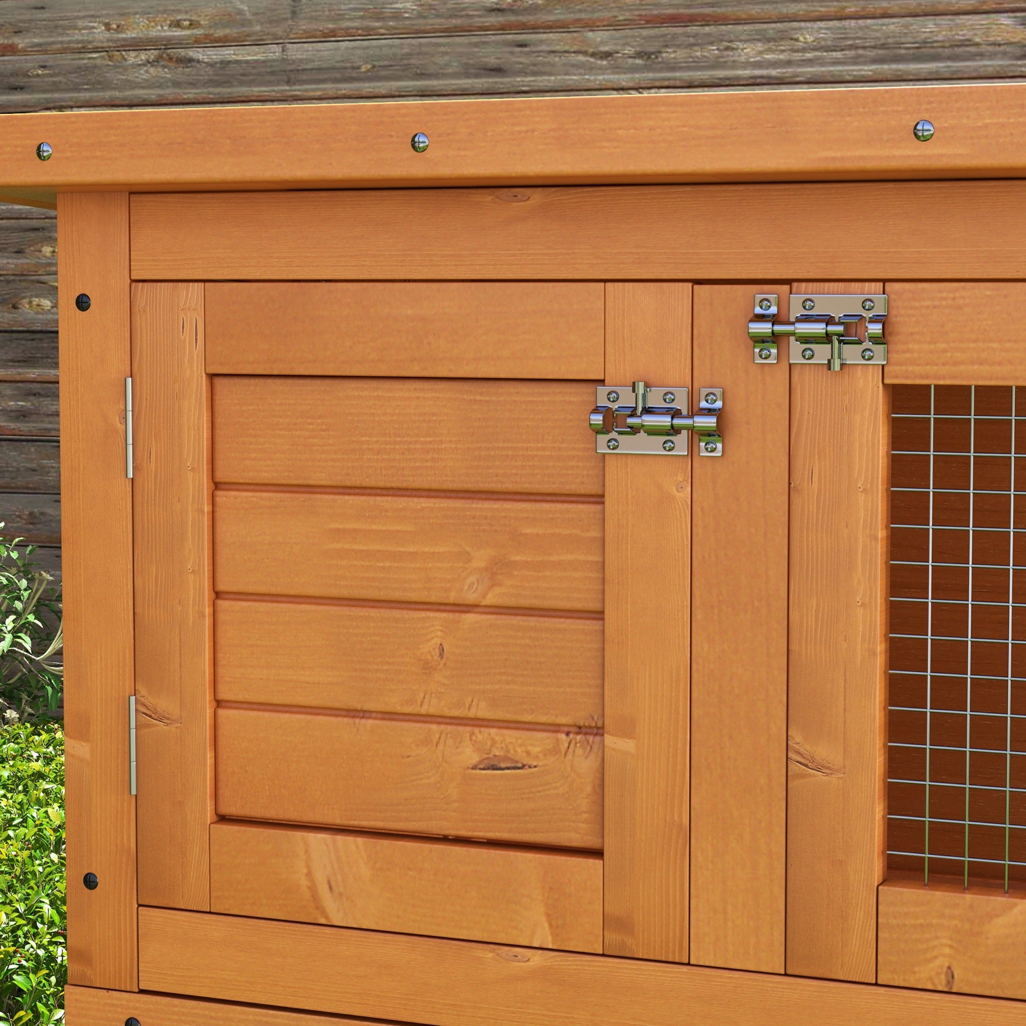 Small Animal Hutch Dwarf Rabbit Hutch with Asphalt Roof Small Animal House Guinea Pig Hutch double-decker Animal Hutch Outdoor Weatherproof Fir Wood Yellow 90 x 45 x 90 cm
