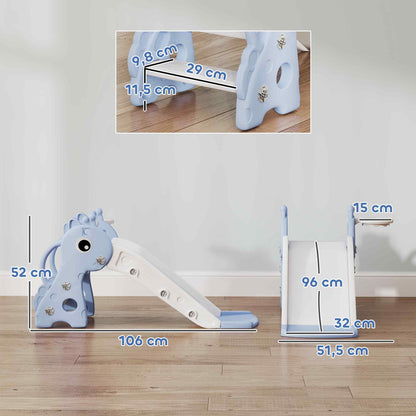 Children's Slide Toddler Slide with Basketball Hoop, Indoor Outdoor Plastic Toddler Slide Garden Slide for Kids 1 to 3 Years, Blue