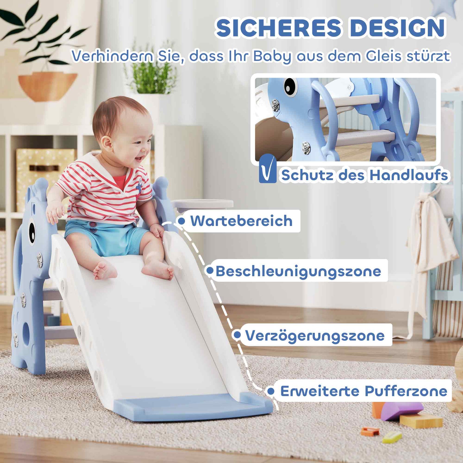 Children's Slide Toddler Slide with Basketball Hoop, Indoor Outdoor Plastic Toddler Slide Garden Slide for Kids 1 to 3 Years, Blue