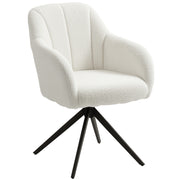 Swivel Lounge Chair Relaxing Bedroom Chair Padded Comfort Steel Legs Ted Fleece Fabric for Living Room Bedroom Office White