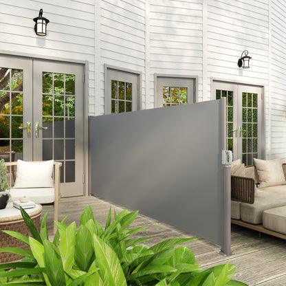 Retractable Side Awning - Privacy Screen with Wall Mount - Coated Side Awning - Windbreak 300x140cm - Awning for Balcony, Terrace, Garden Dark Gray