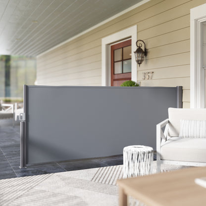 Retractable Side Awning - Privacy Screen with Wall Mount - Coated Side Awning - Windbreak 300x140cm - Awning for Balcony, Terrace, Garden Dark Gray