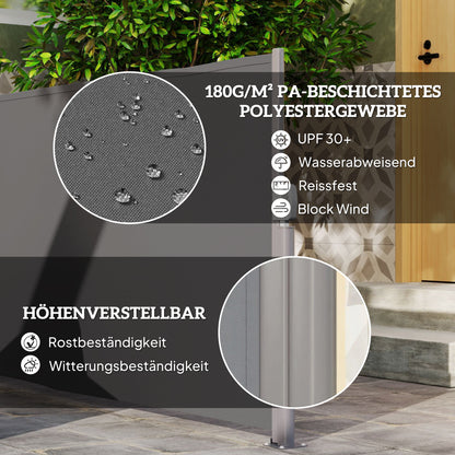 Retractable Side Awning - Privacy Screen with Wall Mount - Coated Side Awning - Windbreak 300x140cm - Awning for Balcony, Terrace, Garden Dark Gray