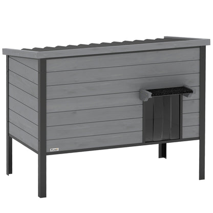 Weatherproof Wooden Cat House with Hinged Roof & Removable Floor, 33.5 x 21.7 x 27.6 in – Indoor/Outdoor Cat Den for 1–2 Cats (up to 26.5 lb each), Light Gray