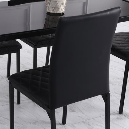 Dining Chairs Set of 4 Kitchen Chairs with Backrest, Faux Leather, Living Room Chairs with Foot Pad, Chairs, Padded Chairs with Steel Legs for Dining Table, Black