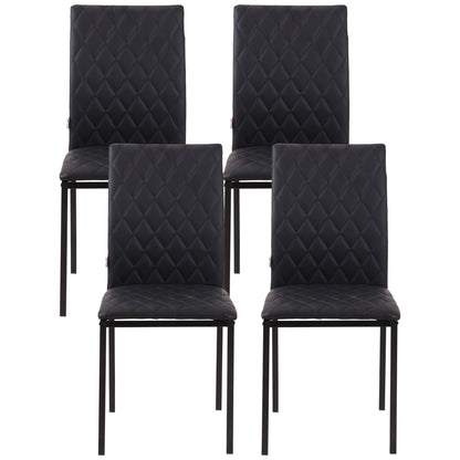 Dining Chairs Set of 4 Kitchen Chairs with Backrest, Faux Leather, Living Room Chairs with Foot Pad, Chairs, Padded Chairs with Steel Legs for Dining Table, Black