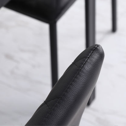 Dining Chairs Set of 4 Kitchen Chairs with Backrest, Faux Leather, Living Room Chairs with Foot Pad, Chairs, Padded Chairs with Steel Legs for Dining Table, Black