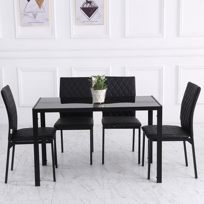 Dining Chairs Set of 4 Kitchen Chairs with Backrest, Faux Leather, Living Room Chairs with Foot Pad, Chairs, Padded Chairs with Steel Legs for Dining Table, Black