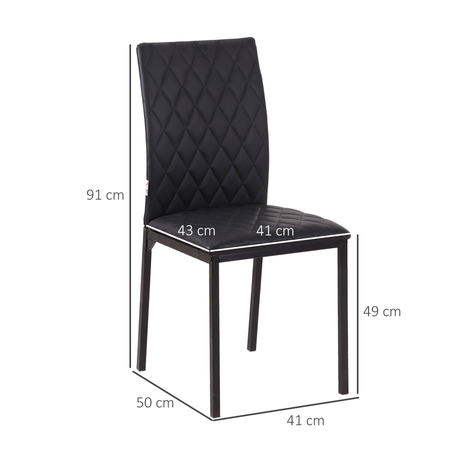 Dining Chairs Set of 4 Kitchen Chairs with Backrest, Faux Leather, Living Room Chairs with Foot Pad, Chairs, Padded Chairs with Steel Legs for Dining Table, Black