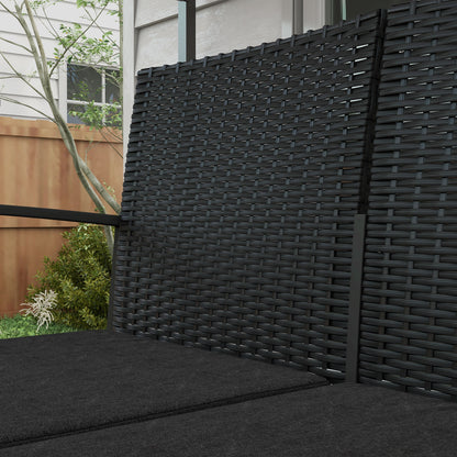 Synthetic Rattan Garden Furniture Set 5-Piece Outdoor Sofas Set with 2 Single Sofas, 1 Double Sofa, and 2 Coffee Tables for Patio Terrace Black