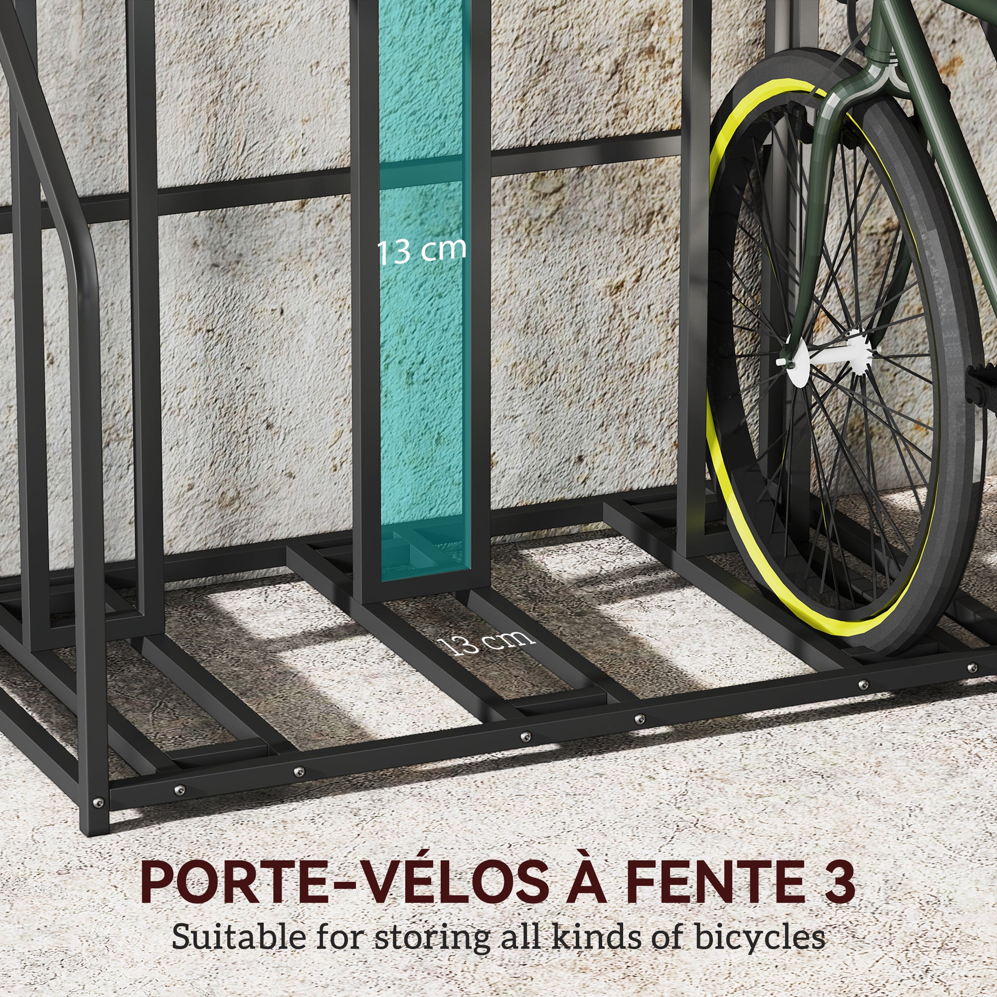 SPORTNOW Bike Stand, 3-Bike Parking Support Stand, with Upper Basket and 4 Adjustable S Hooks, Space for Road Bikes, Mountain Bikes, Hybrids, for Adults or Children, Black