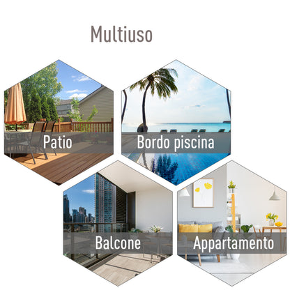 Set of 4 Folding Outdoor Chairs in Steel and Texteline for Garden Patio Terrace, Gray, 58 x 64 x 94cm