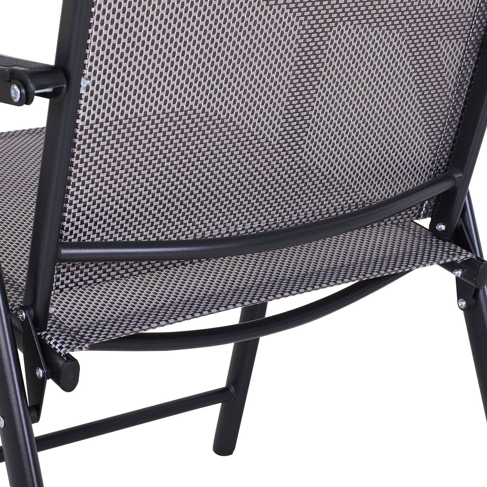 Set of 4 Folding Outdoor Chairs in Steel and Texteline for Garden Patio Terrace, Gray, 58 x 64 x 94cm