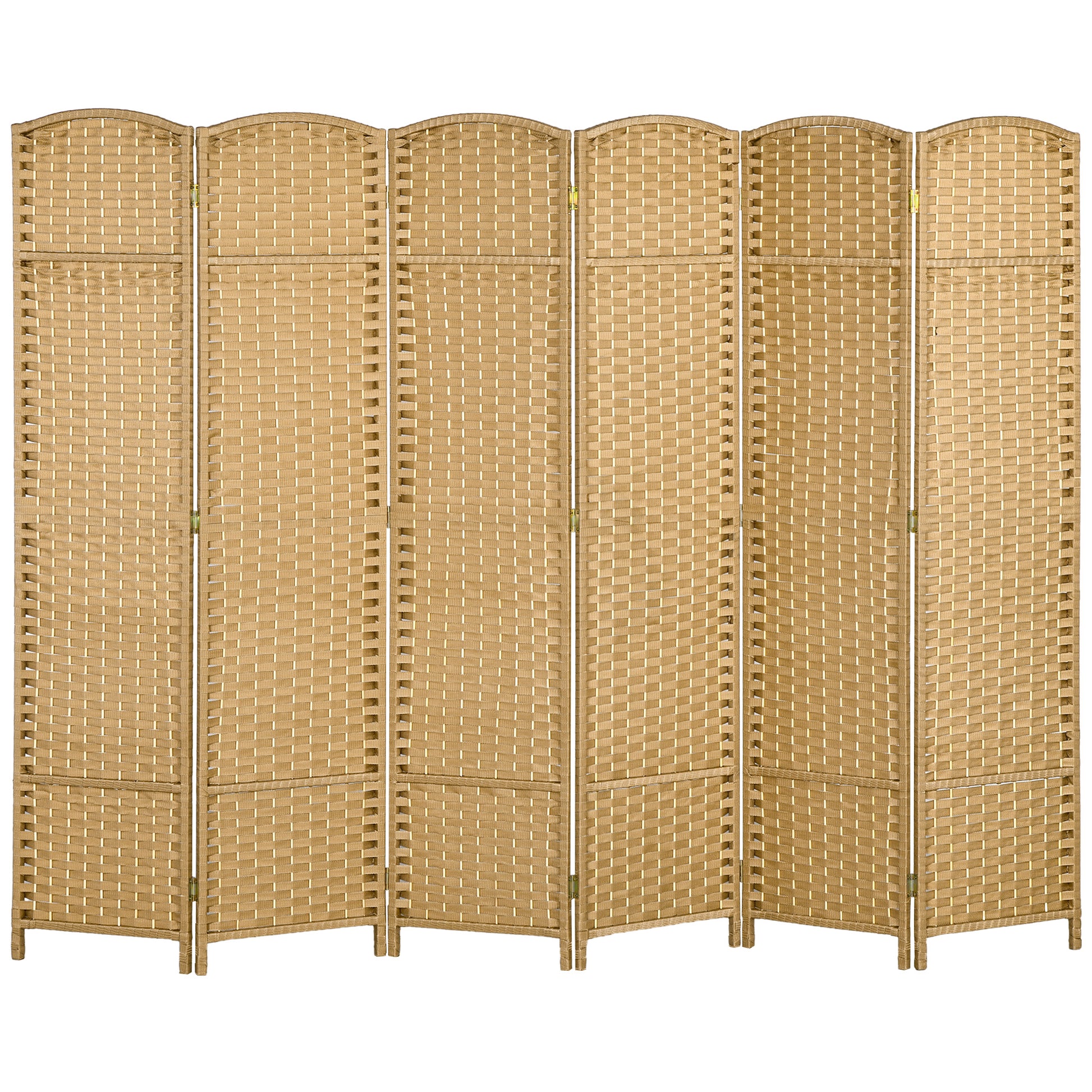 6 Panel 240 x 170 cm Bamboo Room Divider Folding Screen Privacy Screen for Living Room Natural
